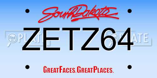 ZETZ64 South Dakota License Plate