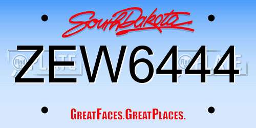 ZEW6444 South Dakota License Plate