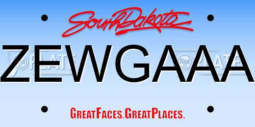 ZEWGAAA South Dakota License Plate