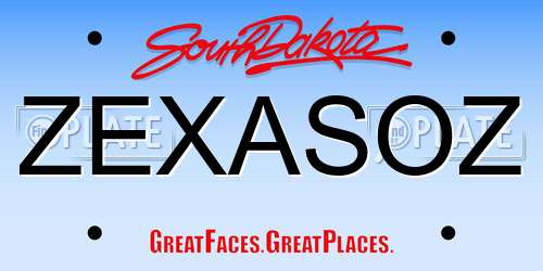 ZEXASOZ South Dakota License Plate