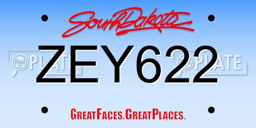 ZEY622 South Dakota License Plate