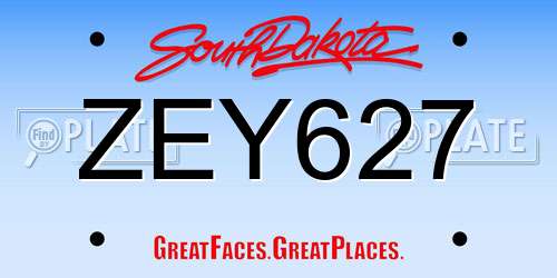 ZEY627 South Dakota License Plate