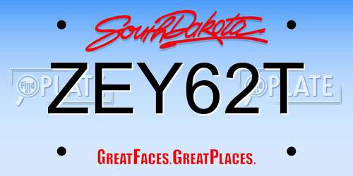 ZEY62T South Dakota License Plate