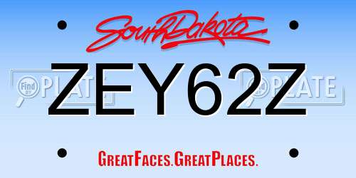 ZEY62Z South Dakota License Plate