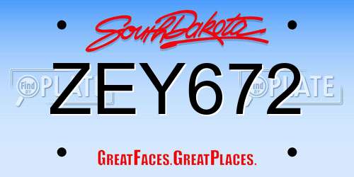 ZEY672 South Dakota License Plate