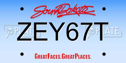 ZEY67T South Dakota License Plate