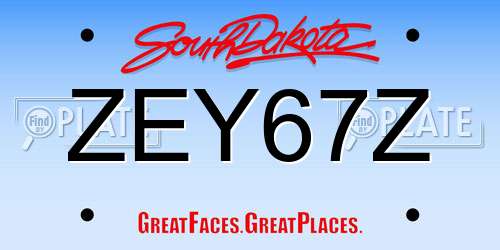 ZEY67Z South Dakota License Plate