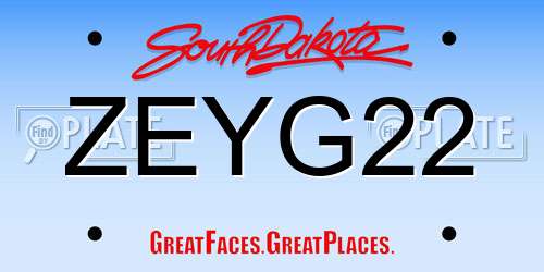 ZEYG22 South Dakota License Plate