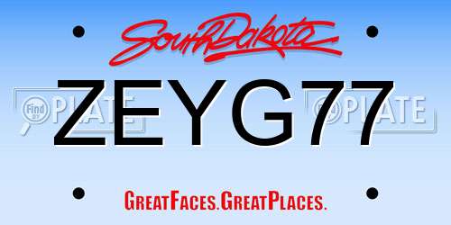 ZEYG77 South Dakota License Plate