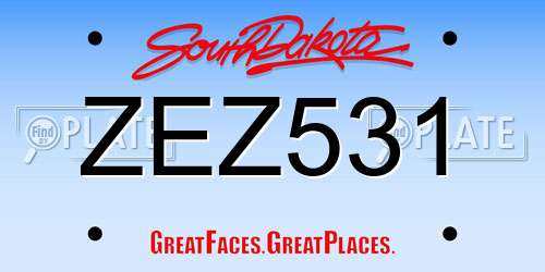 ZEZ531 South Dakota License Plate