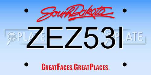 ZEZ53I South Dakota License Plate