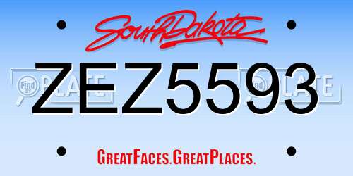 ZEZ5593 South Dakota License Plate
