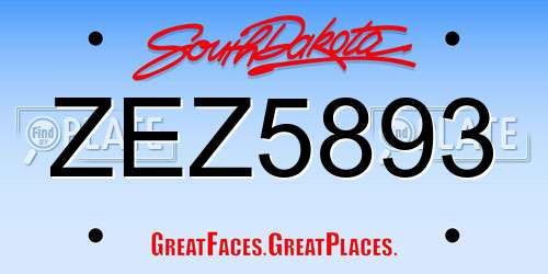 ZEZ5893 South Dakota License Plate