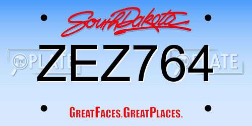 ZEZ764 South Dakota License Plate