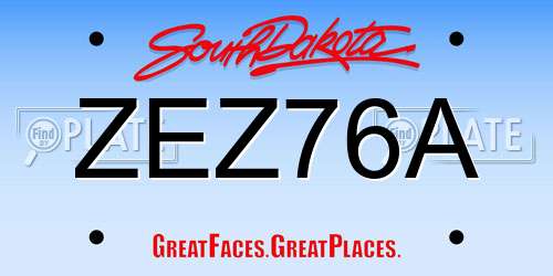 ZEZ76A South Dakota License Plate