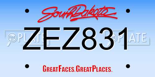 ZEZ831 South Dakota License Plate