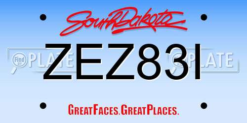 ZEZ83I South Dakota License Plate