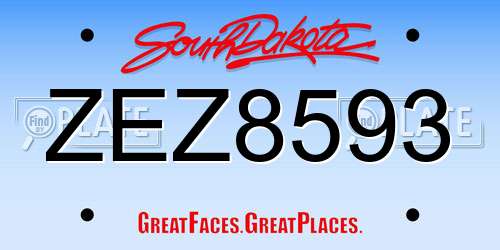 ZEZ8593 South Dakota License Plate