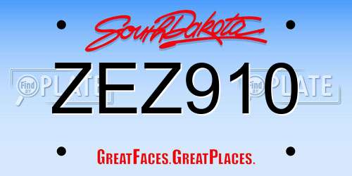 ZEZ910 South Dakota License Plate