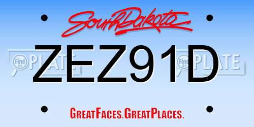 ZEZ91D South Dakota License Plate