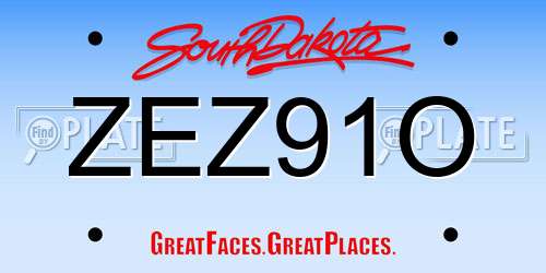 ZEZ91O South Dakota License Plate