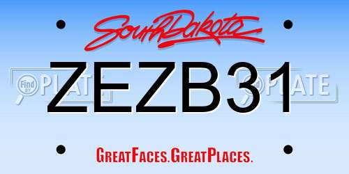 ZEZB31 South Dakota License Plate