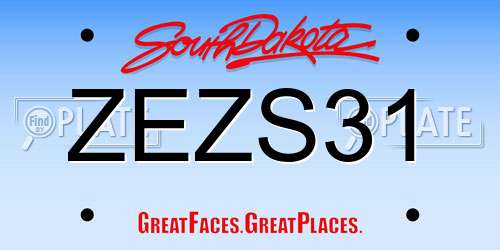 ZEZS31 South Dakota License Plate