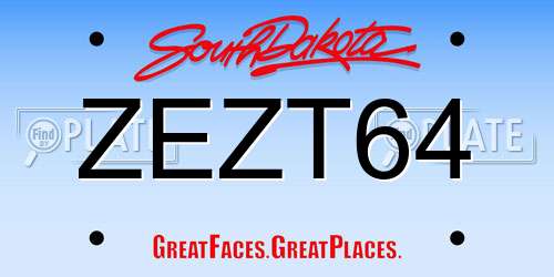 ZEZT64 South Dakota License Plate