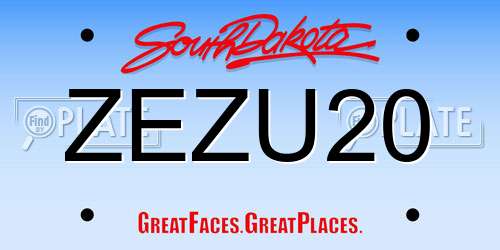 ZEZU20 South Dakota License Plate