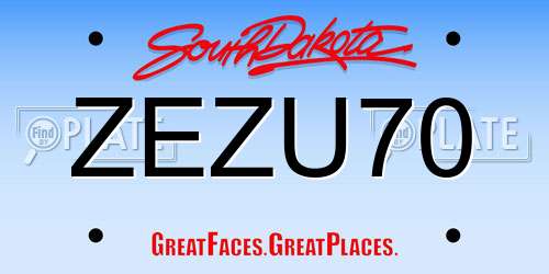 ZEZU70 South Dakota License Plate