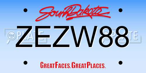 ZEZW88 South Dakota License Plate