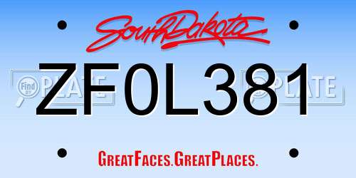 ZF0L381 South Dakota License Plate