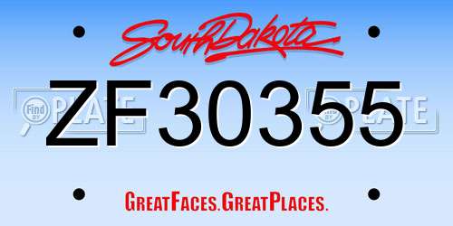 ZF30355 South Dakota License Plate