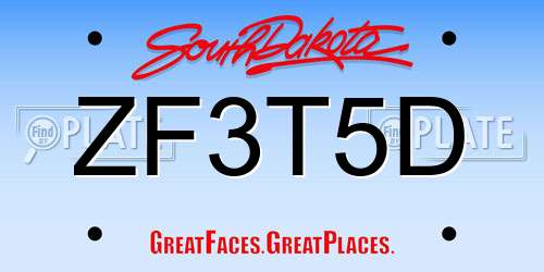 ZF3T5D South Dakota License Plate