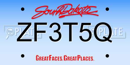 ZF3T5Q South Dakota License Plate