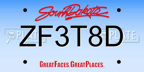 ZF3T8D South Dakota License Plate