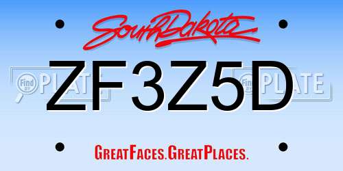 ZF3Z5D South Dakota License Plate