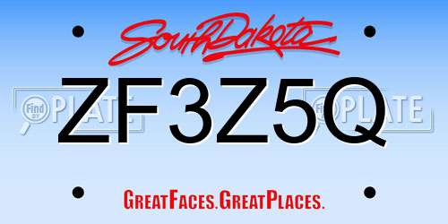 ZF3Z5Q South Dakota License Plate