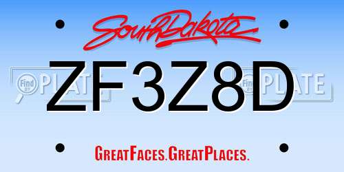 ZF3Z8D South Dakota License Plate