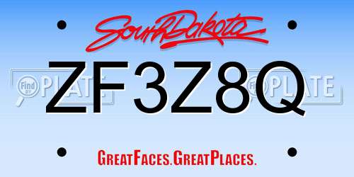 ZF3Z8Q South Dakota License Plate