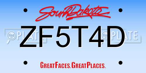 ZF5T4D South Dakota License Plate