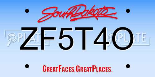 ZF5T4O South Dakota License Plate