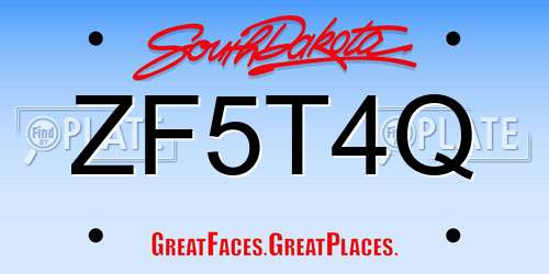 ZF5T4Q South Dakota License Plate