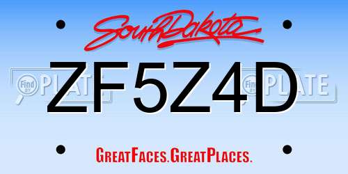 ZF5Z4D South Dakota License Plate