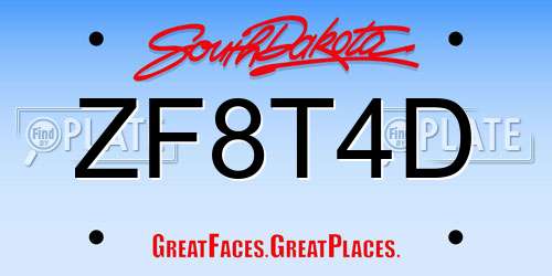 ZF8T4D South Dakota License Plate