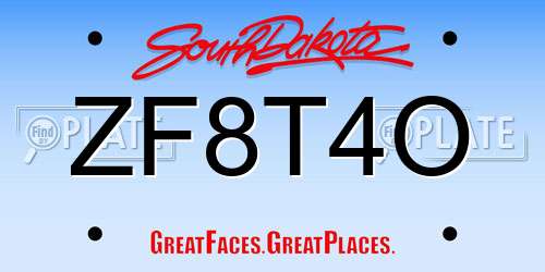 ZF8T4O South Dakota License Plate