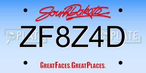 ZF8Z4D South Dakota License Plate