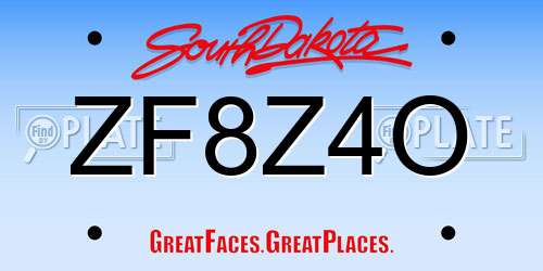 ZF8Z4O South Dakota License Plate