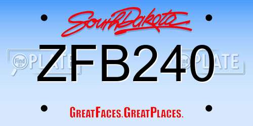 ZFB240 South Dakota License Plate