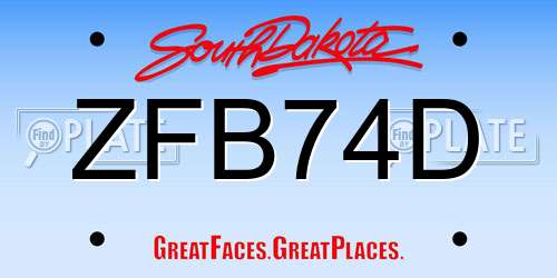 ZFB74D South Dakota License Plate